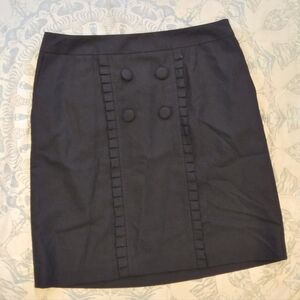 ✨ J. McLaughlin Black Tailored Pencil Skirt with Ruffle Trim & Buttons - Size 6